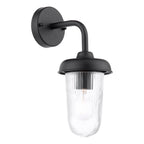 Acotas Outdoor Wall Light Matt Black and Ribbed Glass IP44