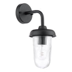 Acotas Outdoor Wall Light Matt Black and Ribbed Glass IP44