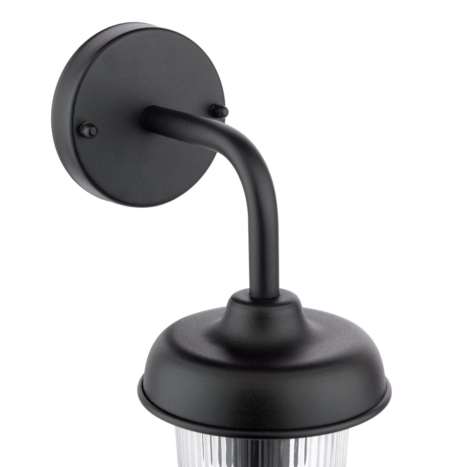 Acotas Outdoor Wall Light Matt Black and Ribbed Glass IP44