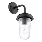 Acotas Outdoor Wall Light Matt Black and Ribbed Glass IP44