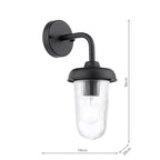 Acotas Outdoor Wall Light Matt Black and Ribbed Glass IP44