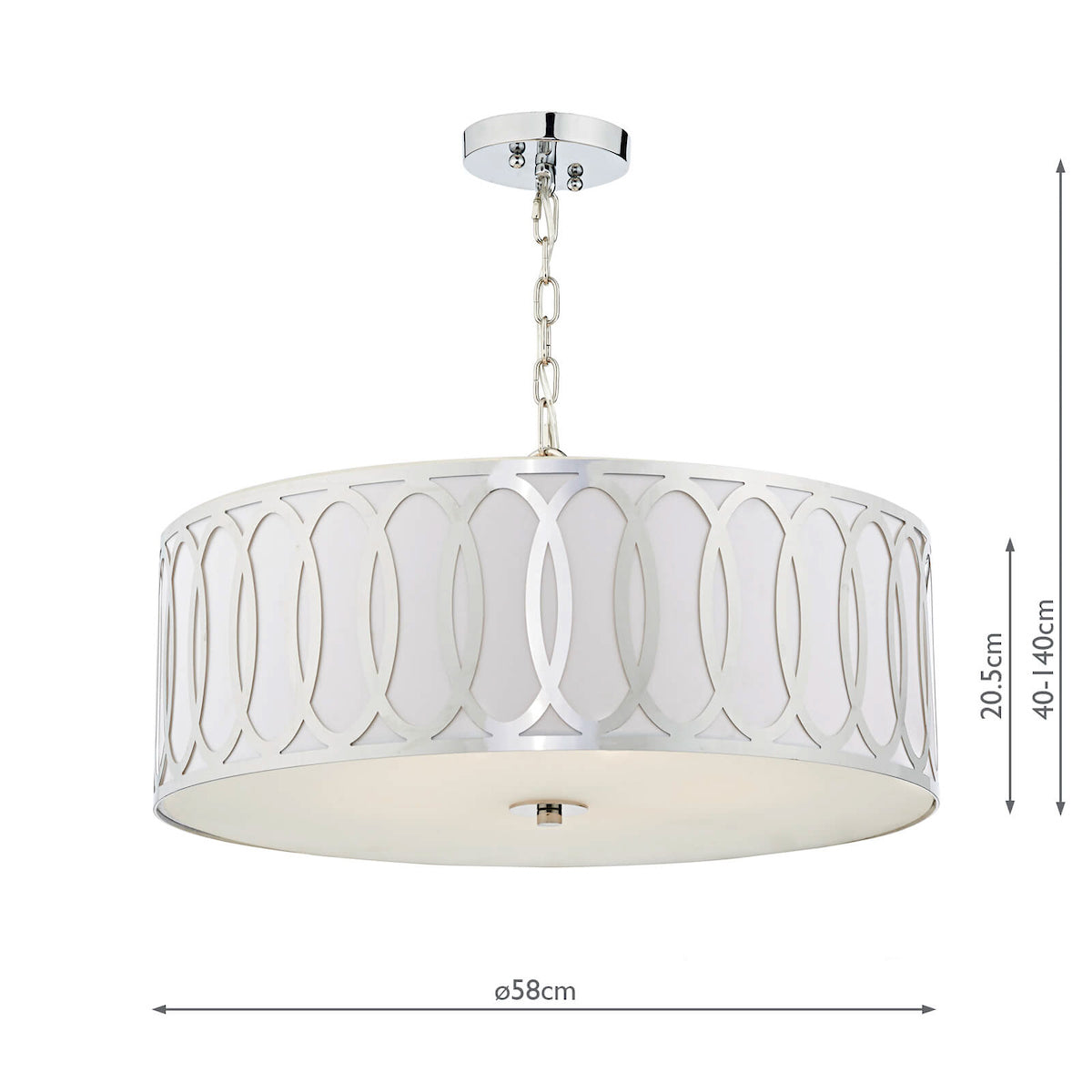 Acura 5 Light Pendant Polished Chrome White