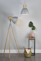 Adna Floor Lamps Grey & Natural Wood