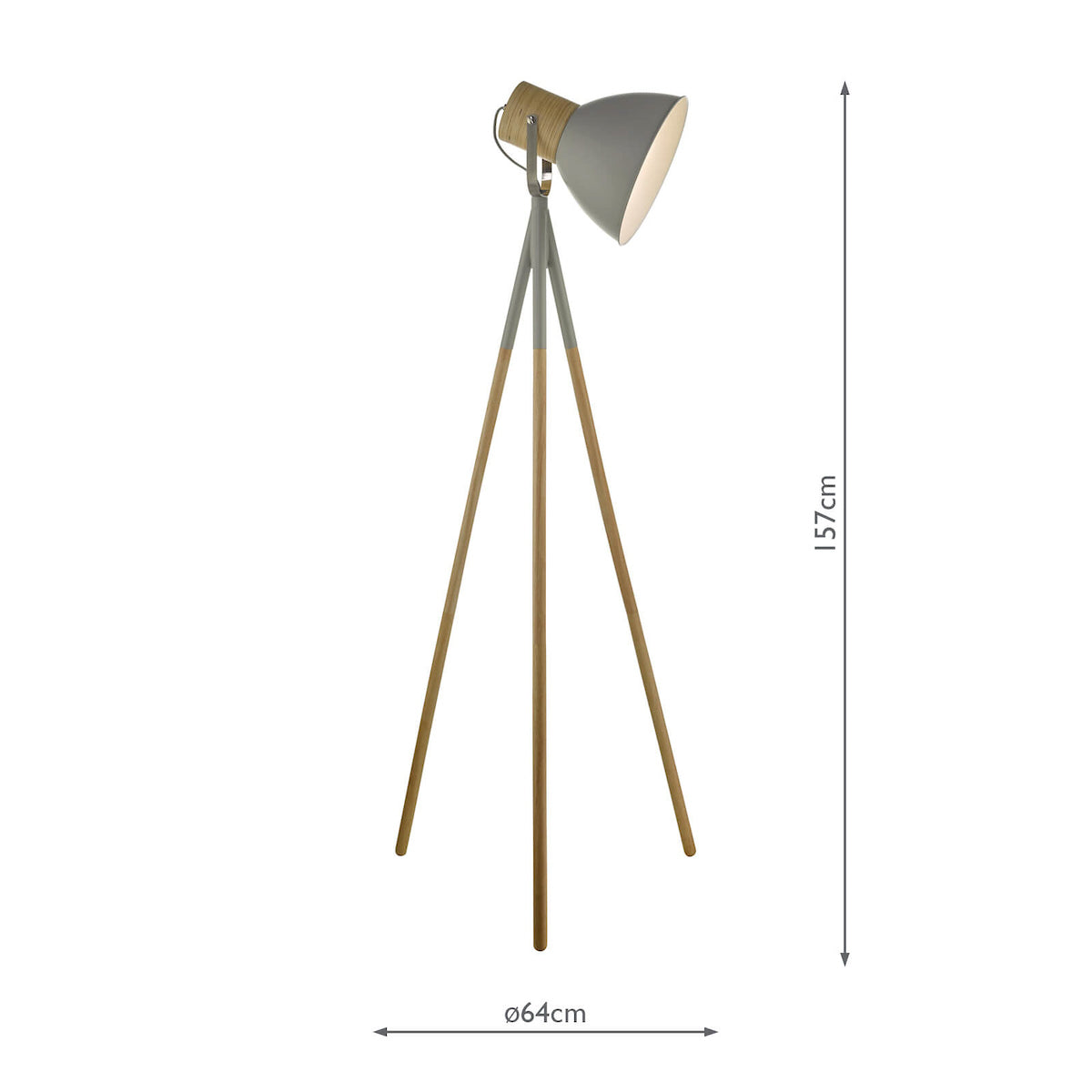 Adna Floor Lamps Grey & Natural Wood