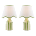 Aimee Twin Pack Table Lamp Green Ceramic With Shade