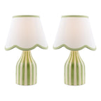 Aimee Twin Pack Table Lamp Green Ceramic With Shade