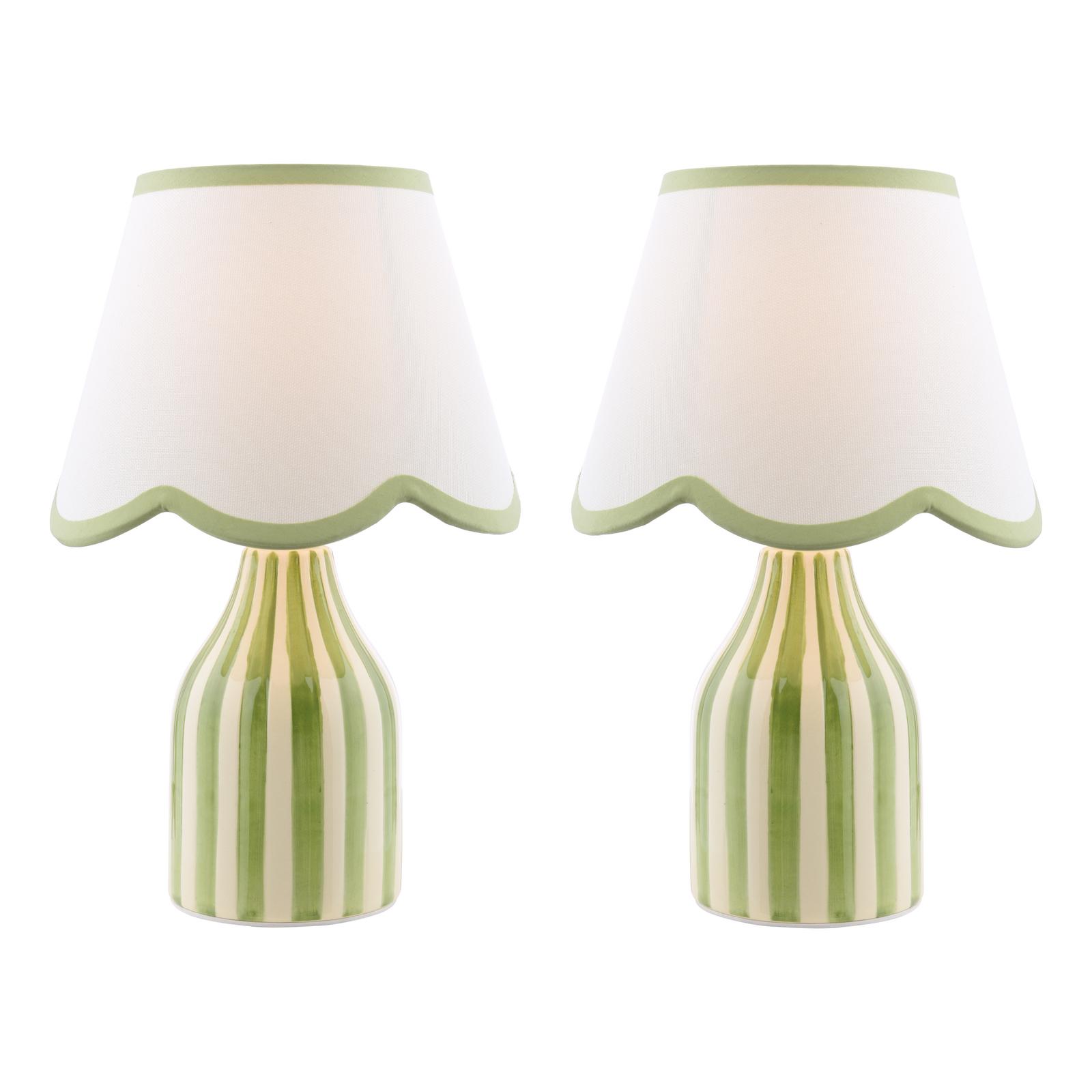 Aimee Twin Pack Table Lamp Green Ceramic With Shade