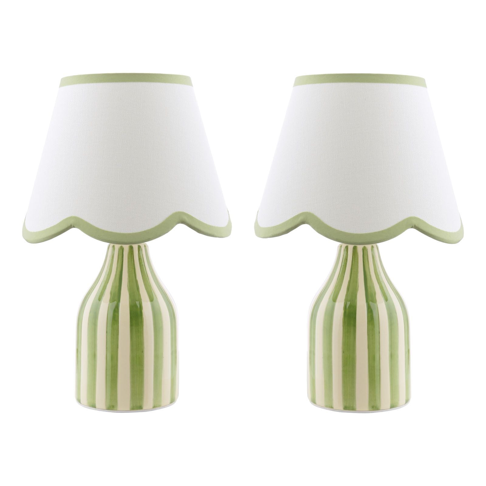 Aimee Twin Pack Table Lamp Green Ceramic With Shade