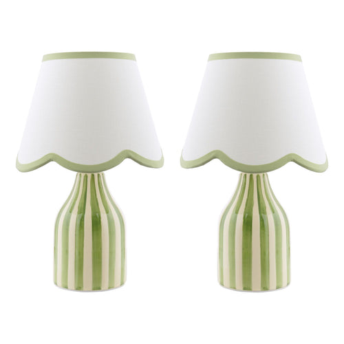 Aimee Twin Pack Table Lamp Green Ceramic With Shade