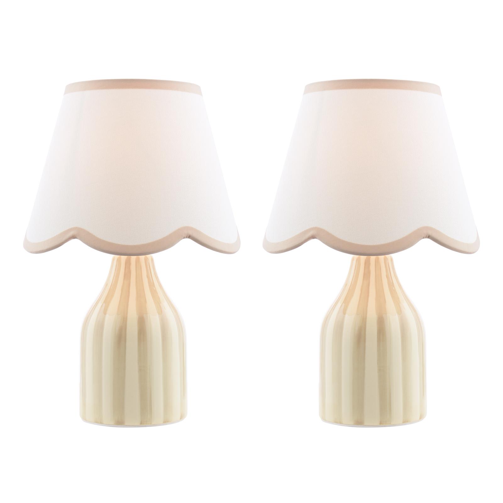Aimee Twin Pack Table Lamp Taupe Ceramic With Shade