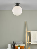 Alrik Bathroom Flush Matt Black Opal Glass IP44