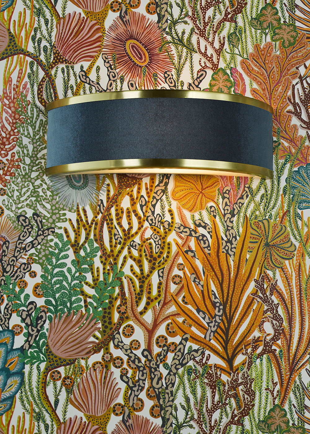 Alvaro Wall Light Brushed Brass With Blue Shade