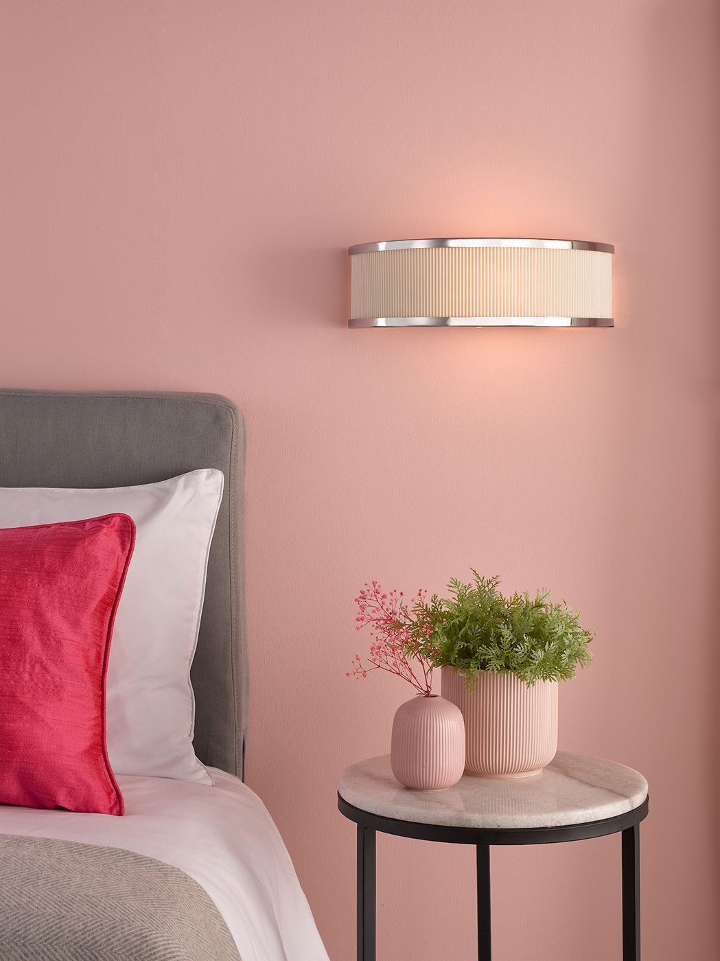 Alvaro Wall Light Polished Chrome With Ivory Shade