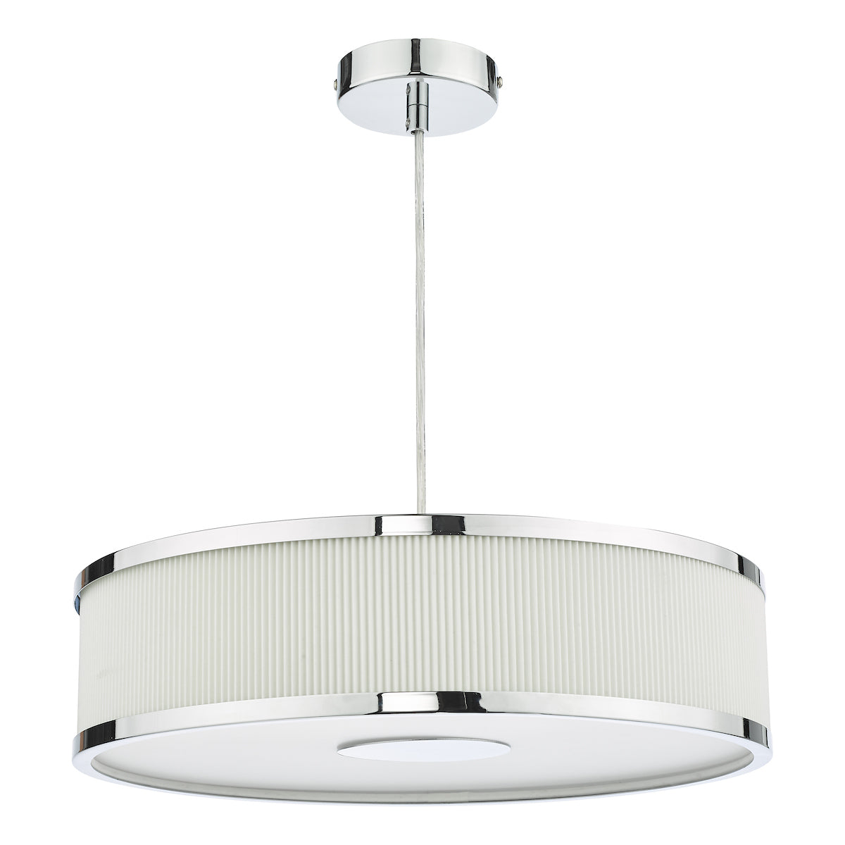 Alvaro 3 Light Single Pendant Polished Chrome Ivory