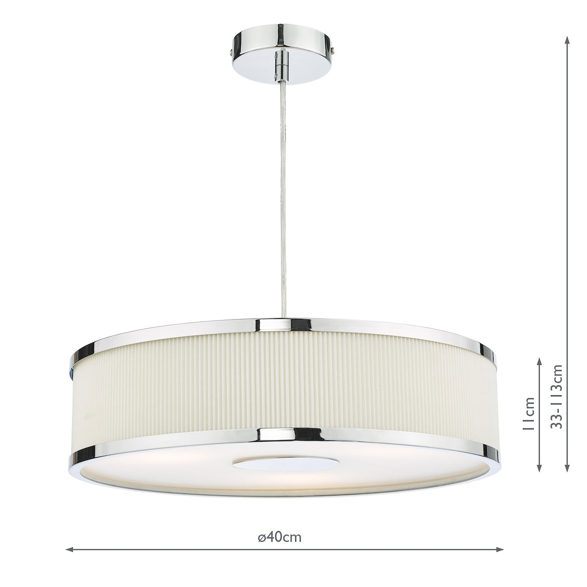 Alvaro 3 Light Single Pendant Polished Chrome Ivory