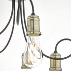 Alzbet 5 Light Semi Flush Antique Brass & Black