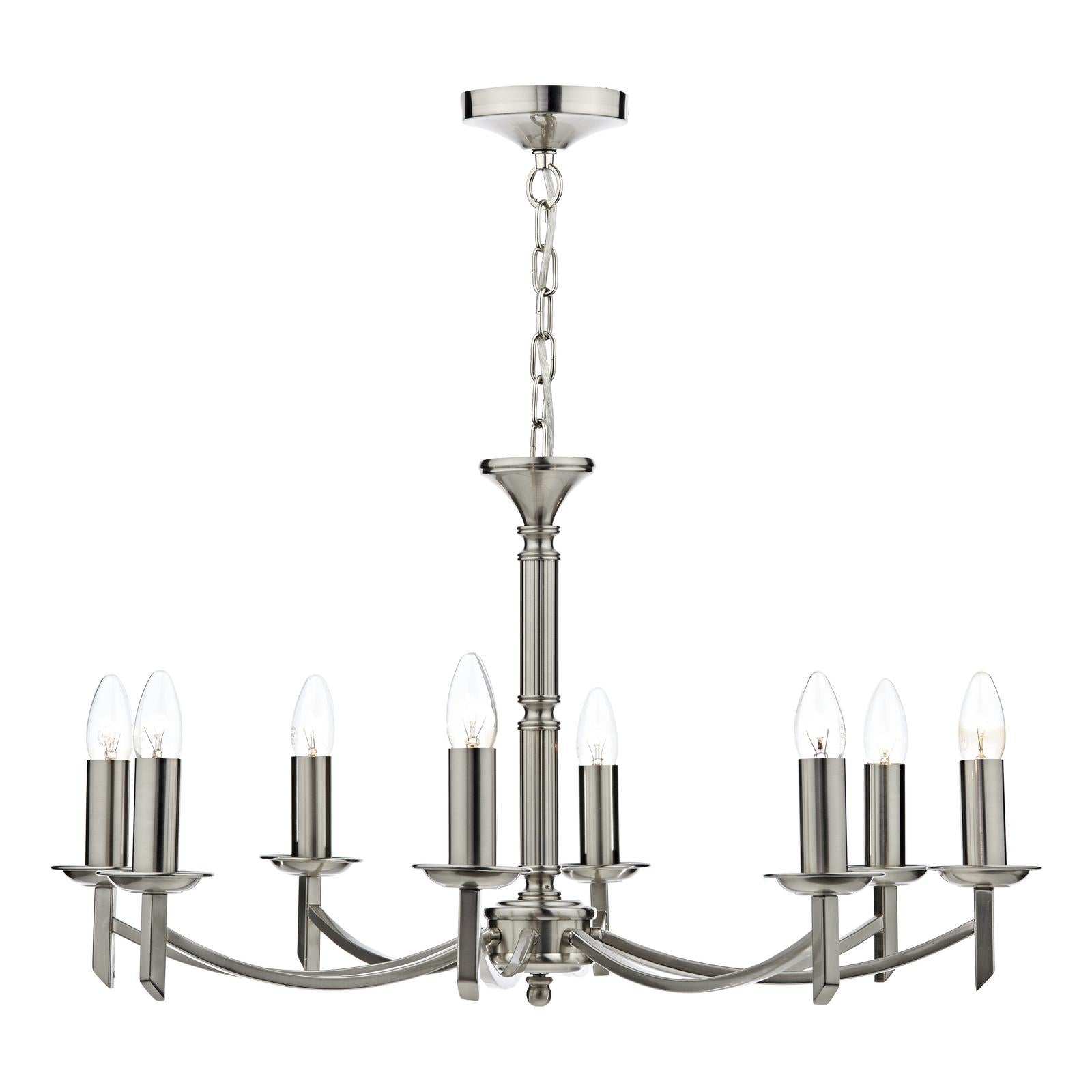 Ambassador 8 Light Dual Mount Chandelier Satin Chrome