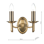 Ambassador Double Wall Bracket Antique Brass