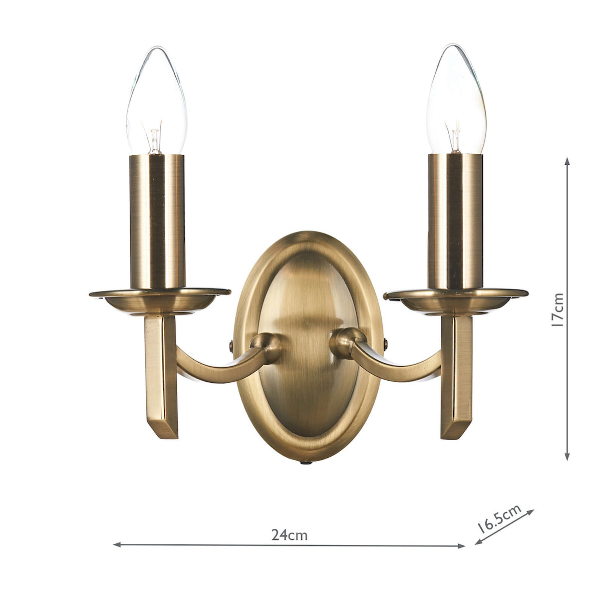 Ambassador Double Wall Bracket Antique Brass