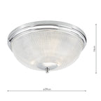 Arbor Bathroom 3 Light Flush Polished Chrome & Glass IP44