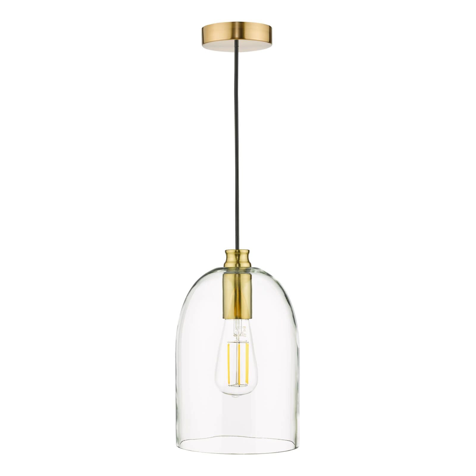 DAR Archie Glass Pendant Light Satin Bronze