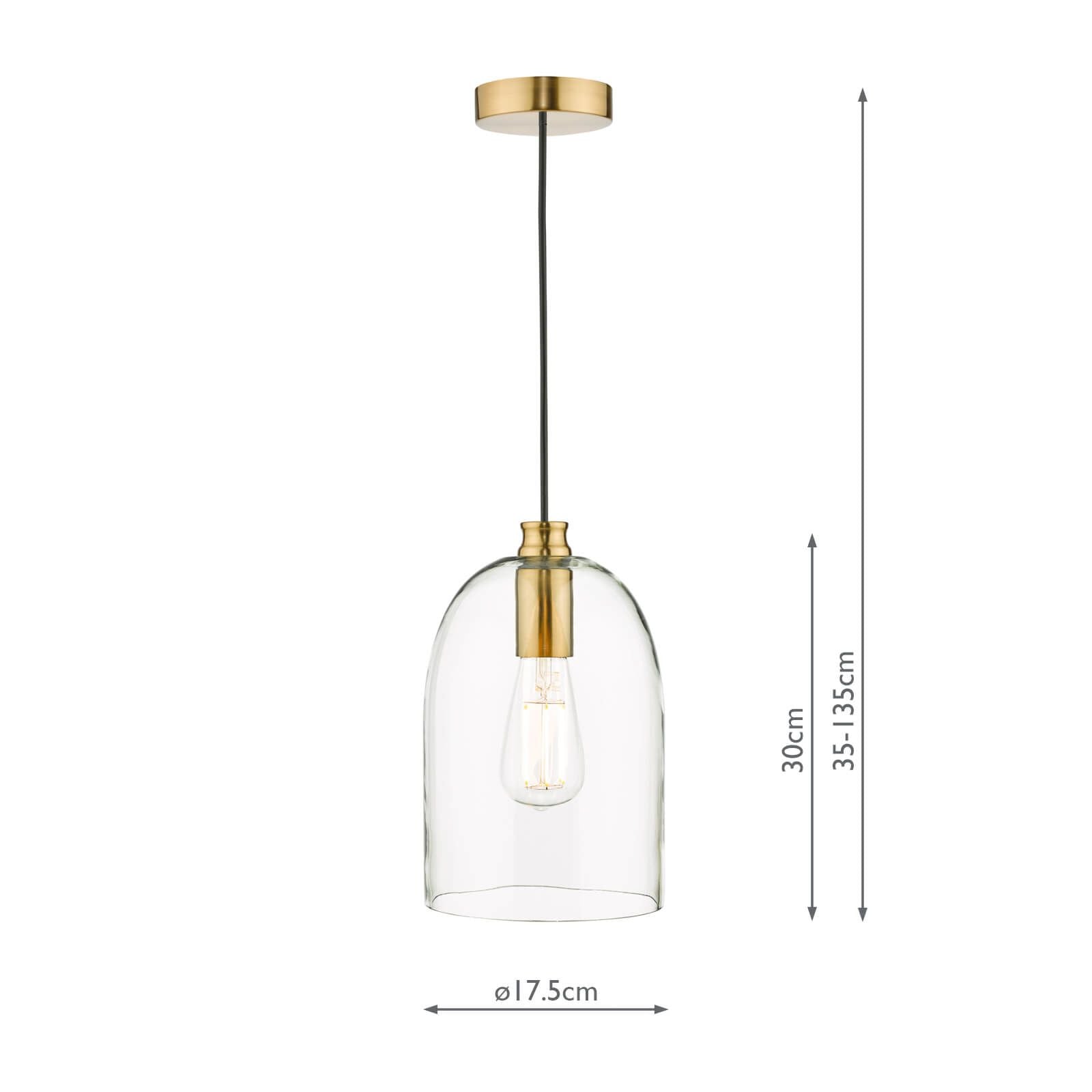DAR Archie Glass Pendant Light Satin Bronze