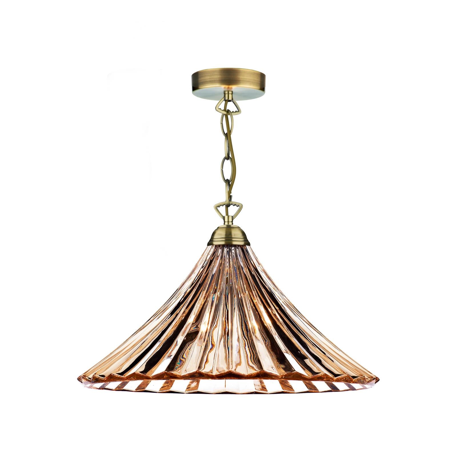 Ardeche 1 Light Large Pendant Amber Glass & Antique Brass