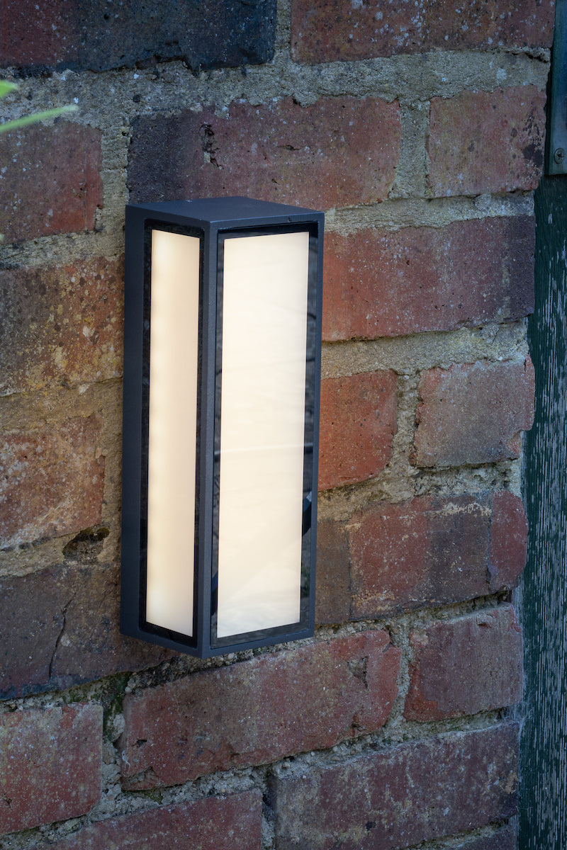 Arham Outdoor Wall Light Matt Grey Frosted Glass IP65 LED