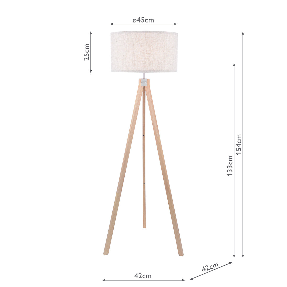 Armitage Tripod Floor Lamp Light Wood With Shade
