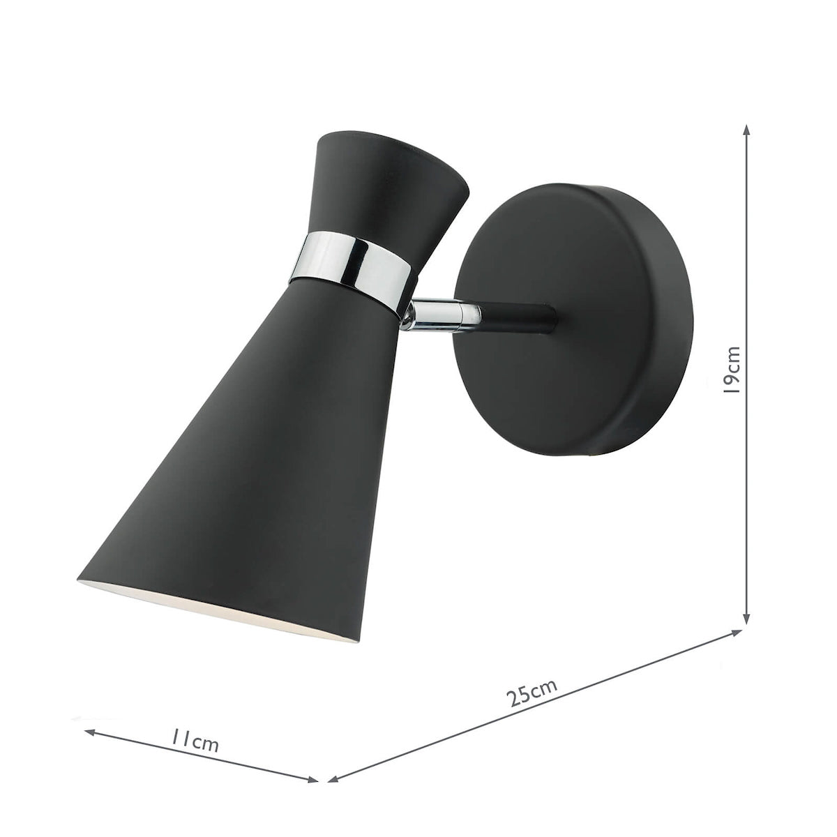 Ashworth Single Wall Spotlight Matt Black Polished Chrome