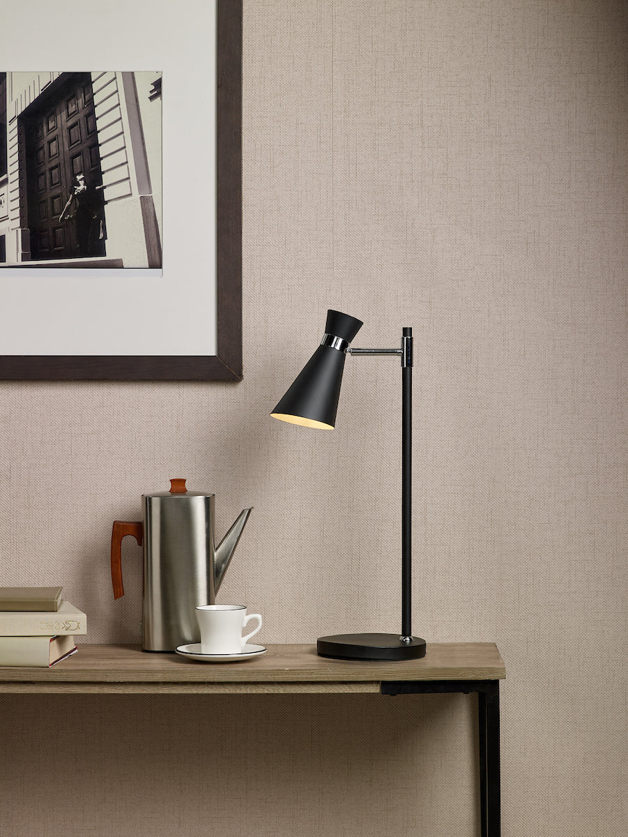 Ashworth Table Lamps Matt Black & Polished Chrome