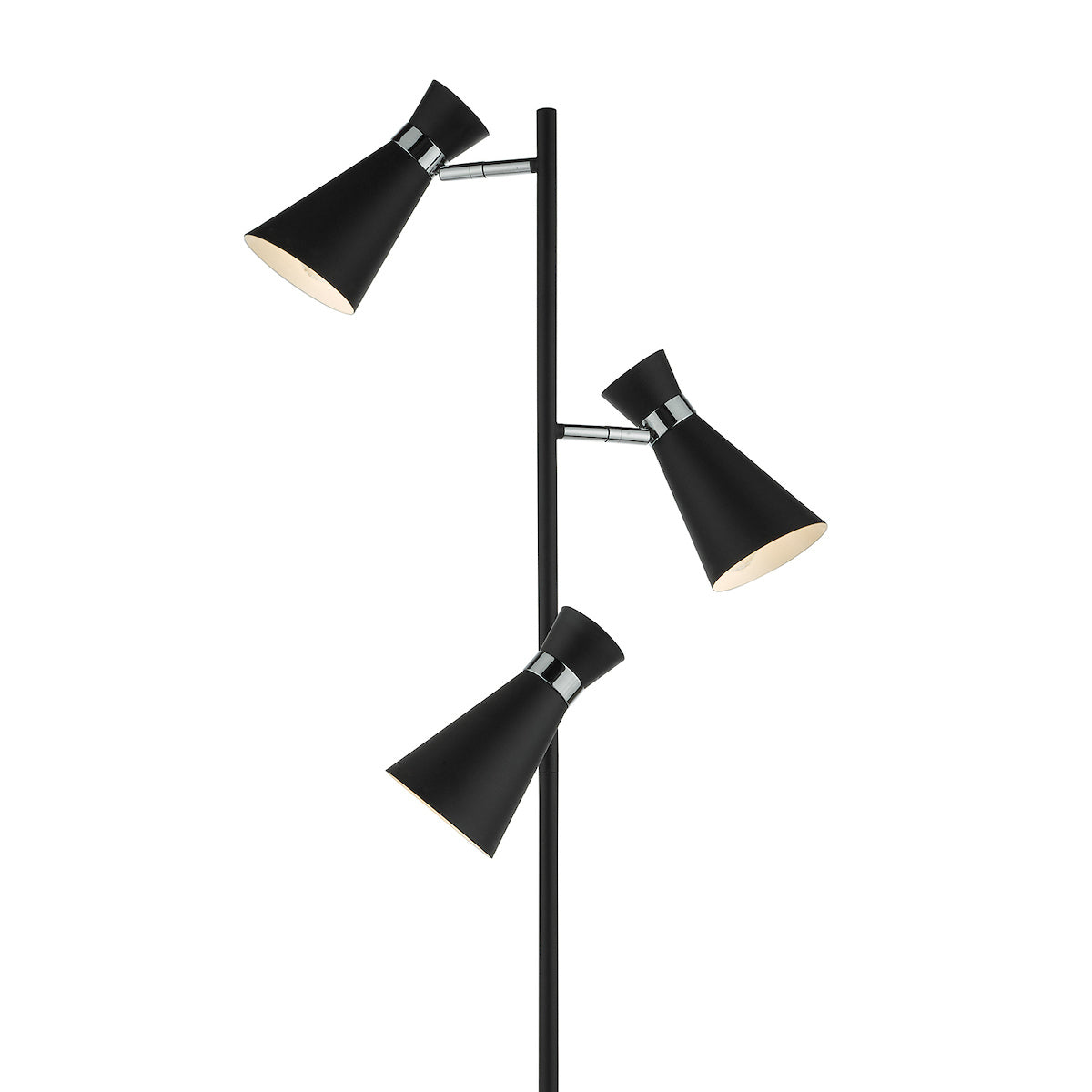 Ashworth 3 Light Floor Lamps Matt Black & Polished Chrome