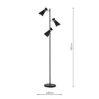 Ashworth 3 Light Floor Lamps Matt Black & Polished Chrome