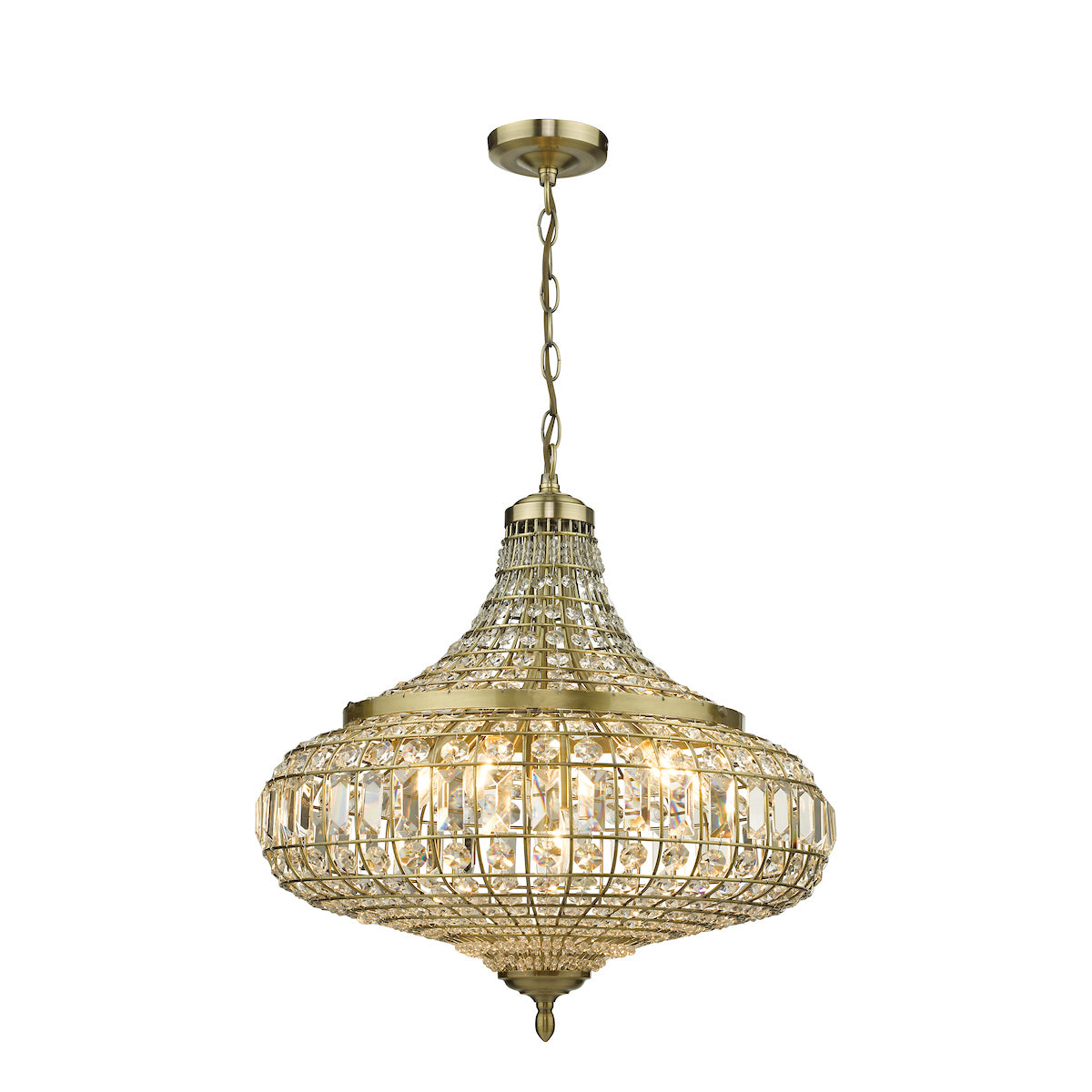 Asmara 6 Light Pendant Antique Brass Crystal