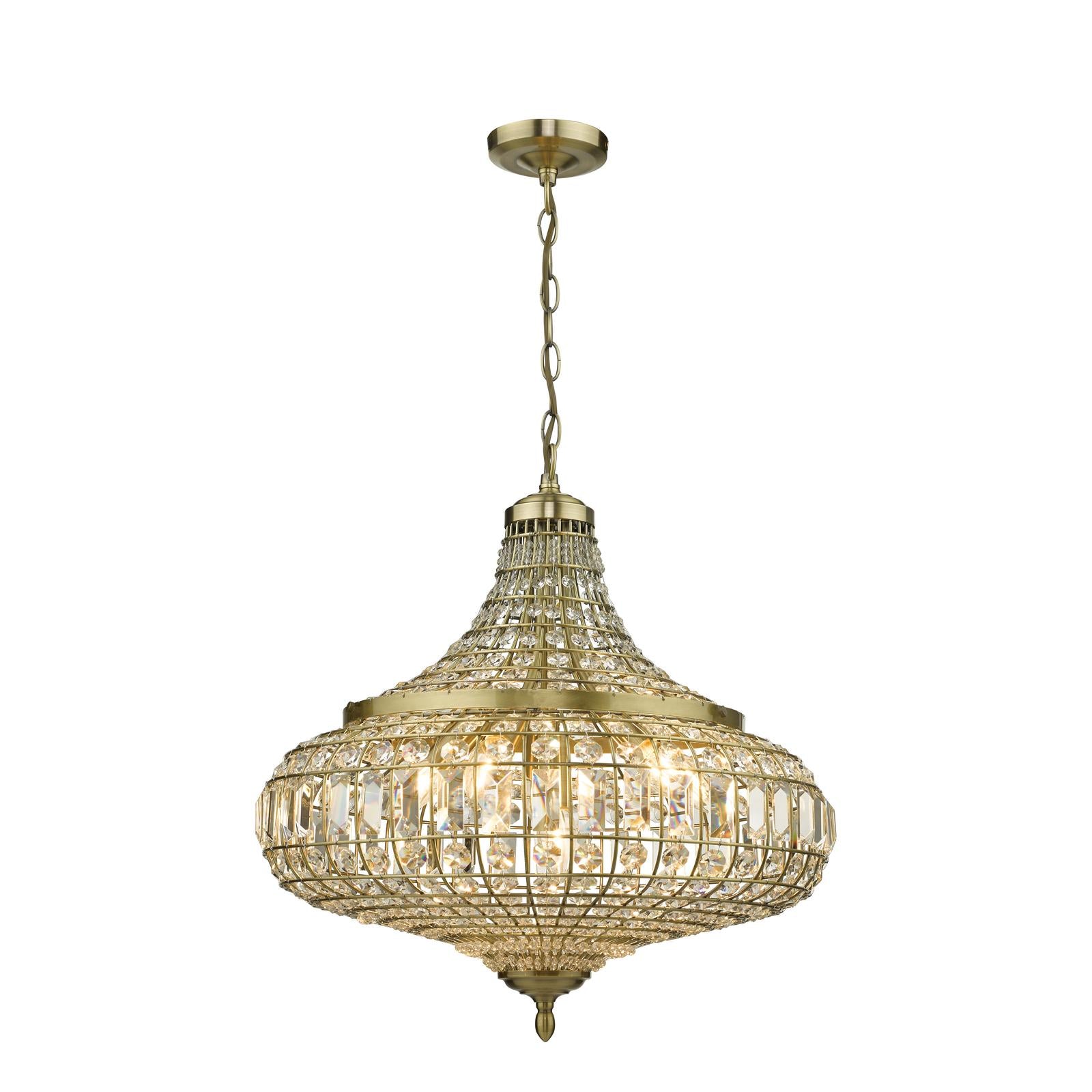 Asmara 6 Light Pendant Antique Brass Crystal
