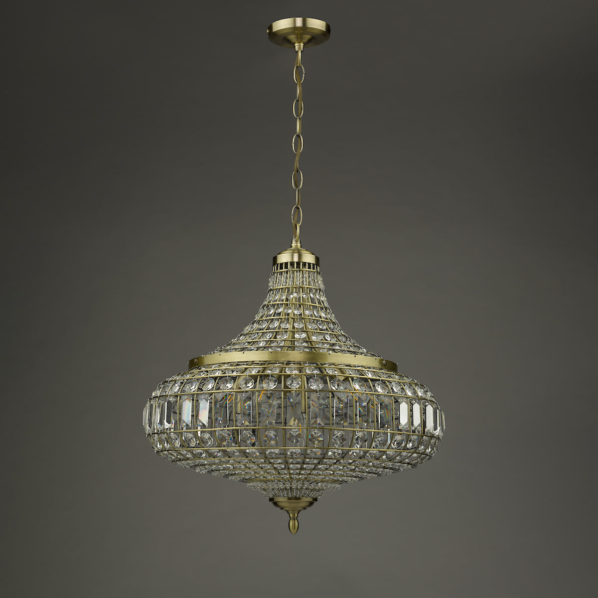 Asmara 6 Light Pendant Antique Brass Crystal