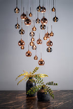 Aurelia 30lt Cluster Pendant Black Chrome & Copper/Bronze Glass 3M Drop