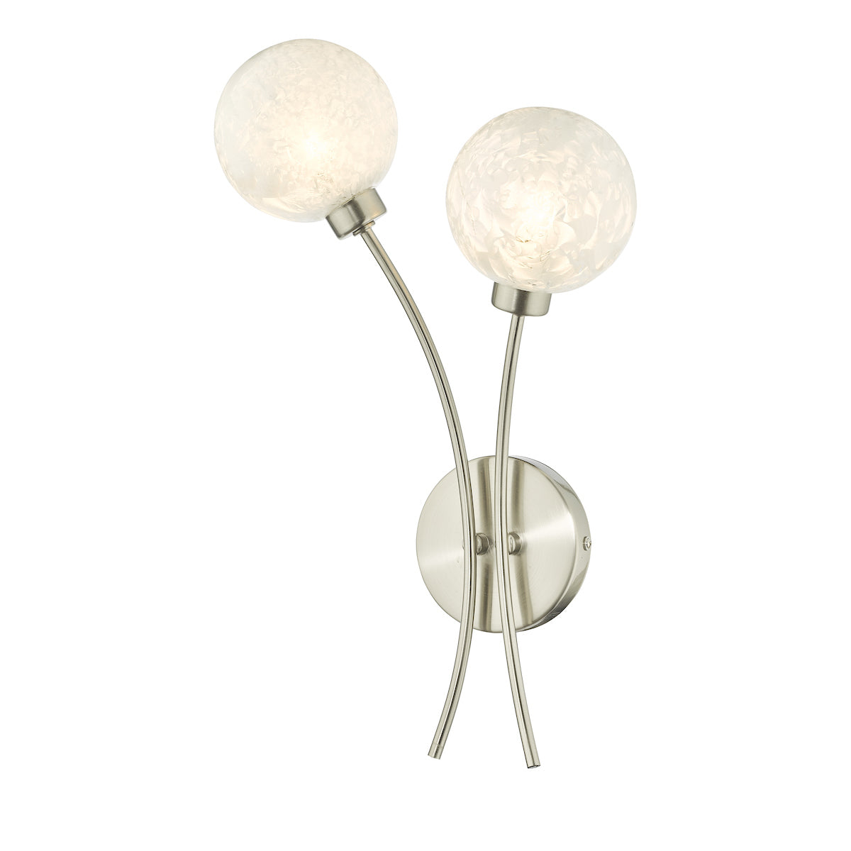Avari 2 Light Wall Light Satin Nickel Frosted Glass