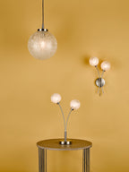 Avari 2 Light Wall Light Satin Nickel Frosted Glass