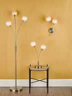 Avari 2 Light Wall Light Satin Nickel Frosted Glass