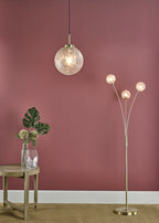 Avari 3 Light Floor Lamps Satin Brass Glass