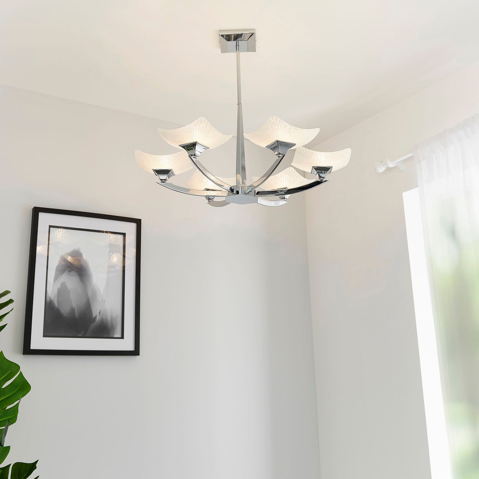 Ayres Semi-Flush Mount Light: Grand Statement (Chrome & Scavo Glass) 6lt