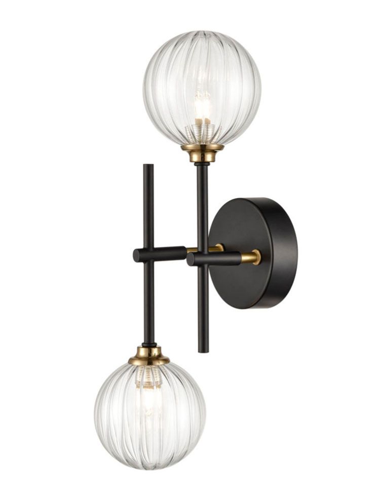 Franklite Abstraction 2 Light Wall or Ceiling Light Black Brass IP44