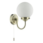Barclay Bathroom Wall Light Antique Brass Opal Glass IP44