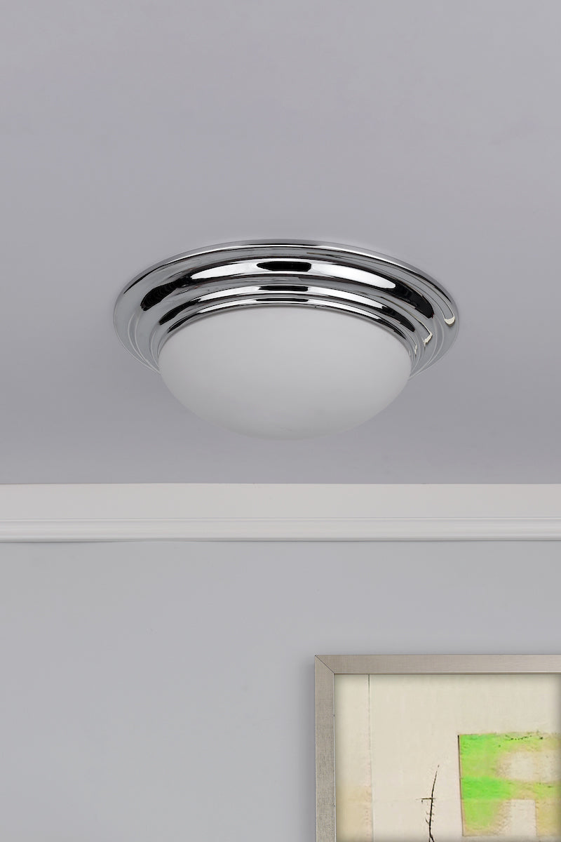 Barclay Large Bathroom Flush Polished Chrome Opal Glass IP44