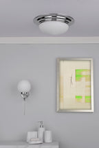 Barclay Large Bathroom Flush Polished Chrome Opal Glass IP44