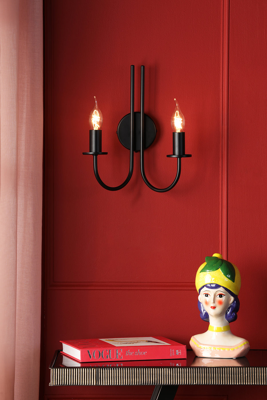 Becca 2 Light Wall Light Matt Black Bracket Only