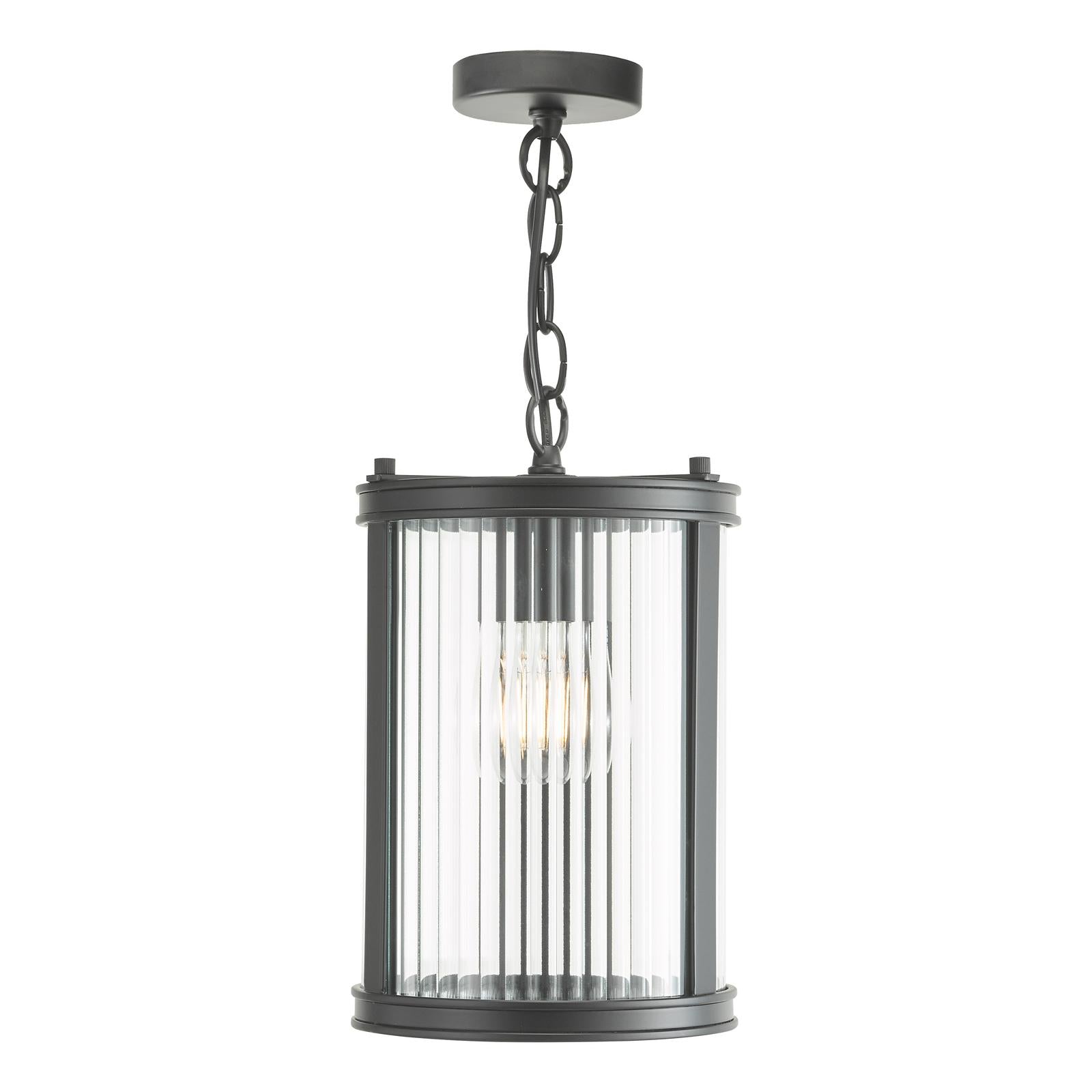 Bianka Pendant Matt Black and Ribbed Glass