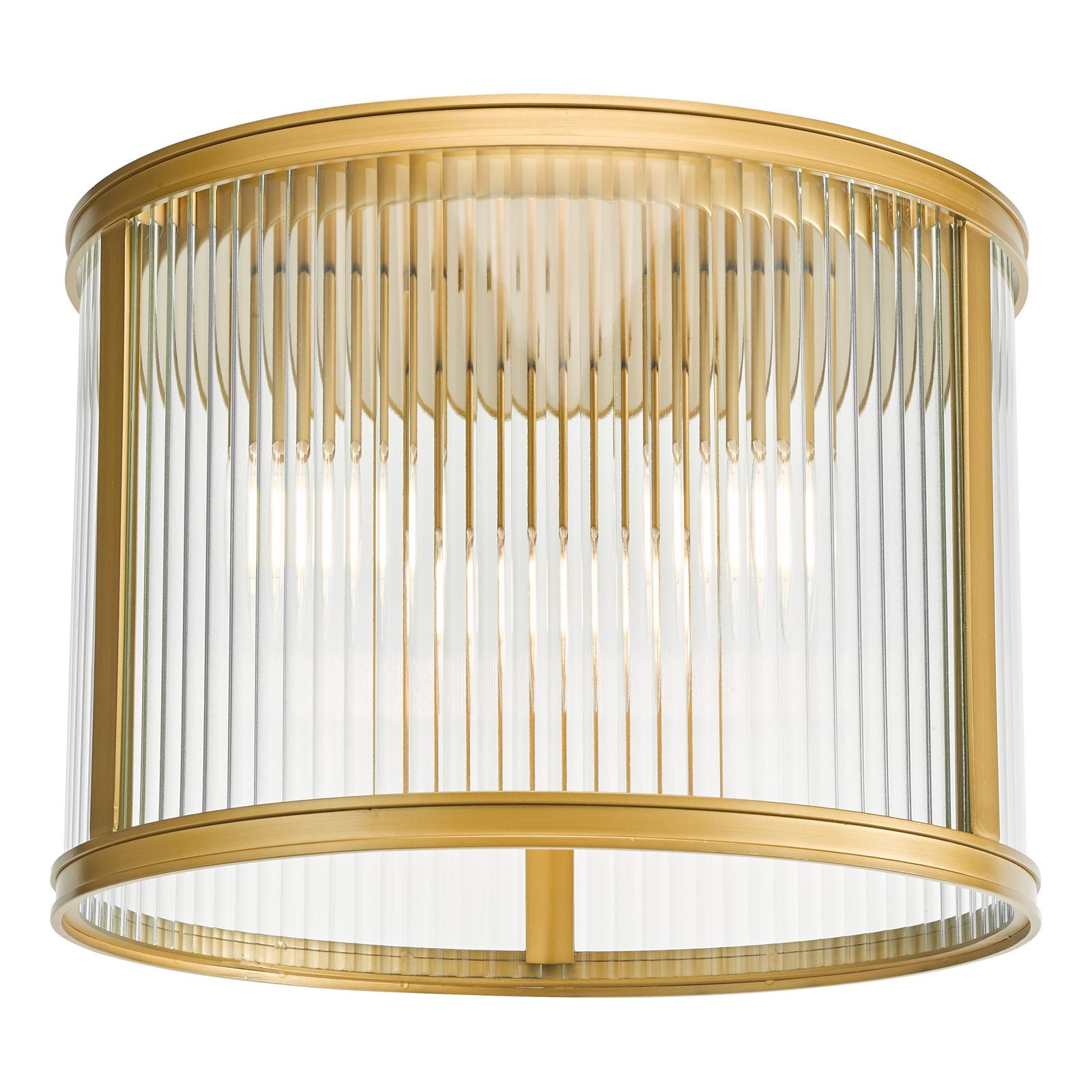 Bianka 3 Light Flush Bronze and Ribbed Glass