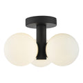 Blake Bathroom 3 Light Semi Flush Matt Black Opal Glass